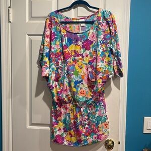 CCO SALE! Anne Cole beach swim  coverup dress mini floral sz S/M
